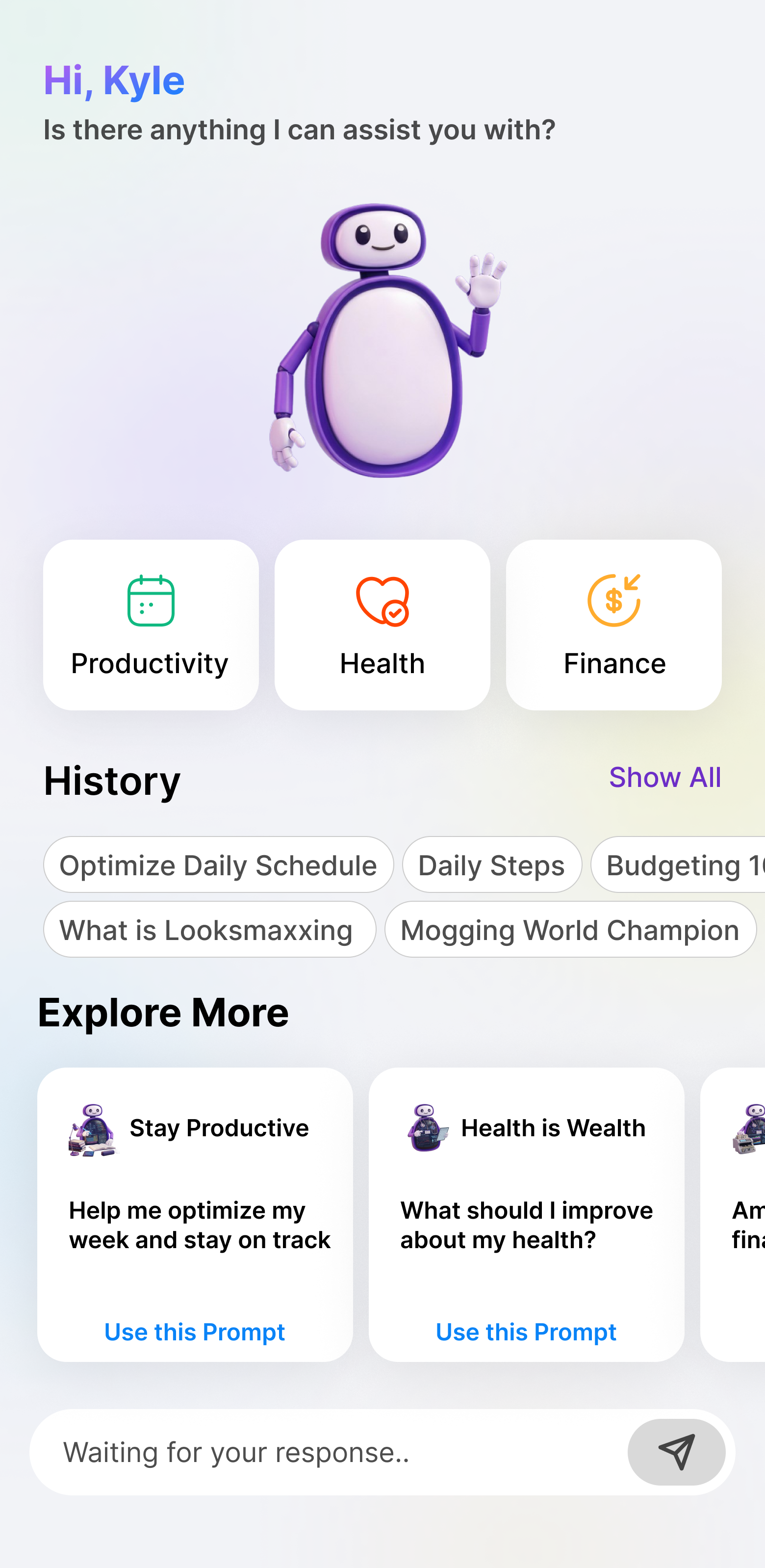 Sylia AI chat interface showing personalized insights