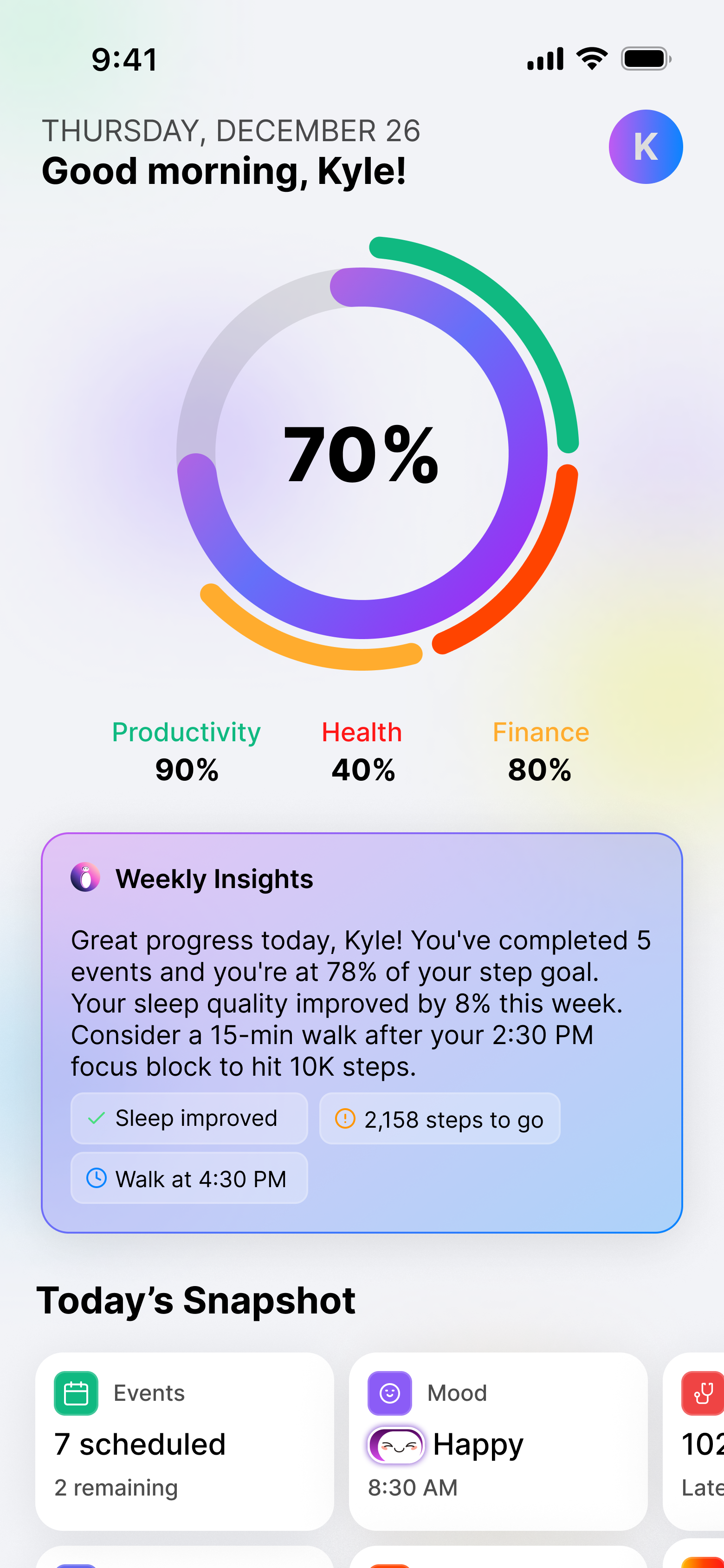 InsideSync mobile home screen