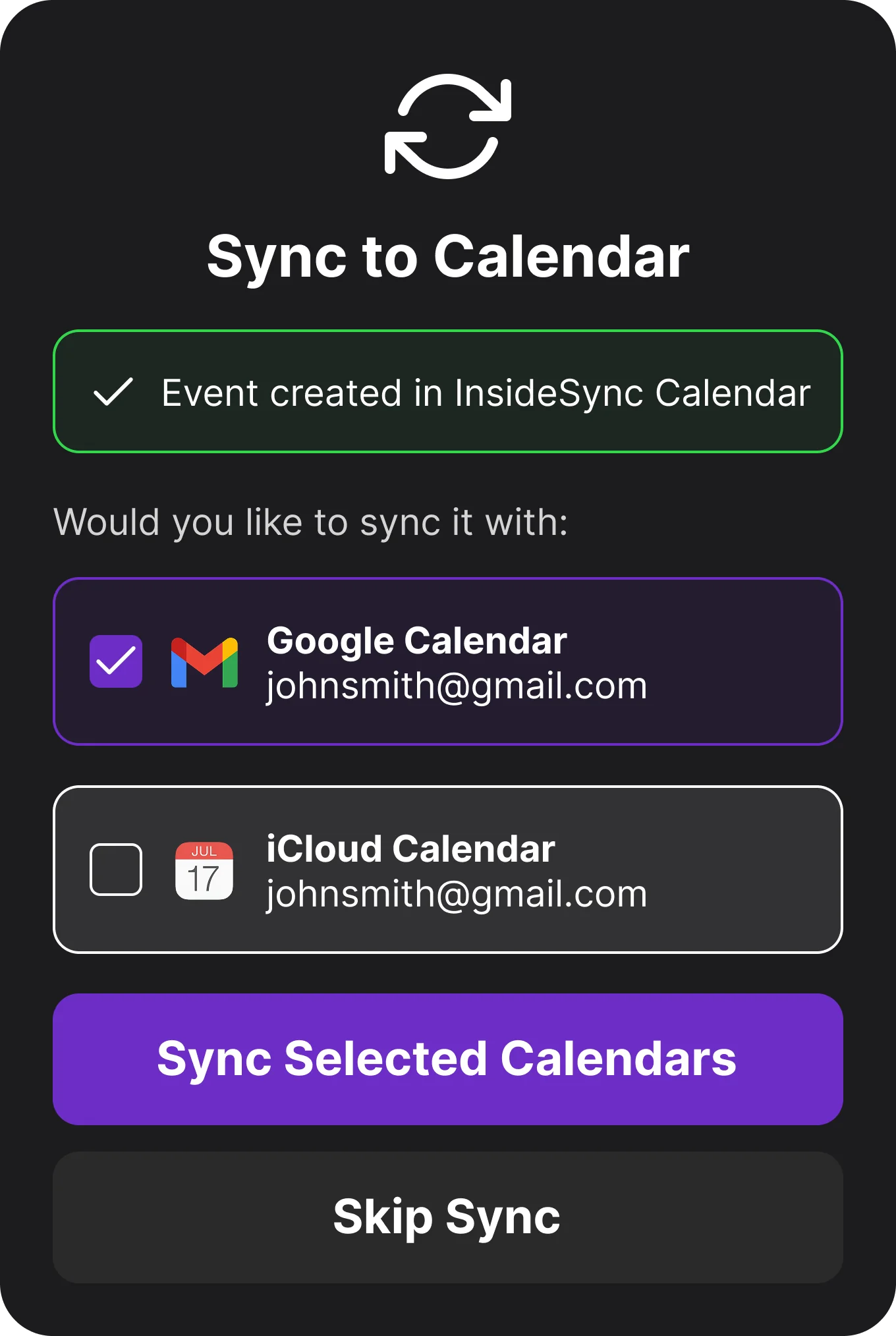 Sync to Calendar